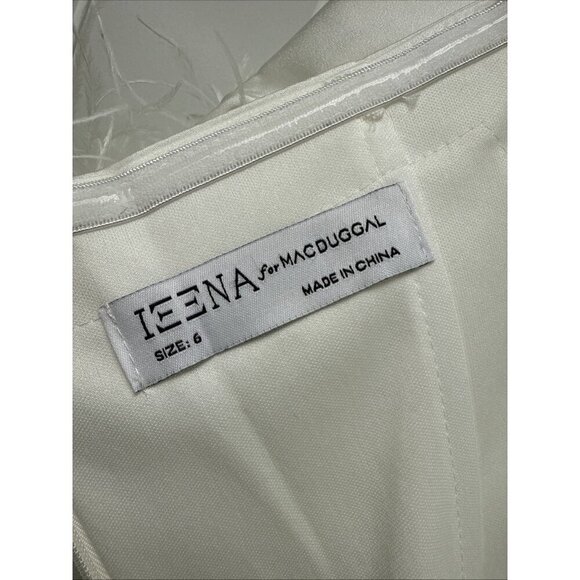 MAC DUGGAL Size 6 White 11441 Feather Off The Shoulder Gown Dress Wedding Bride - Picture 9 of 12